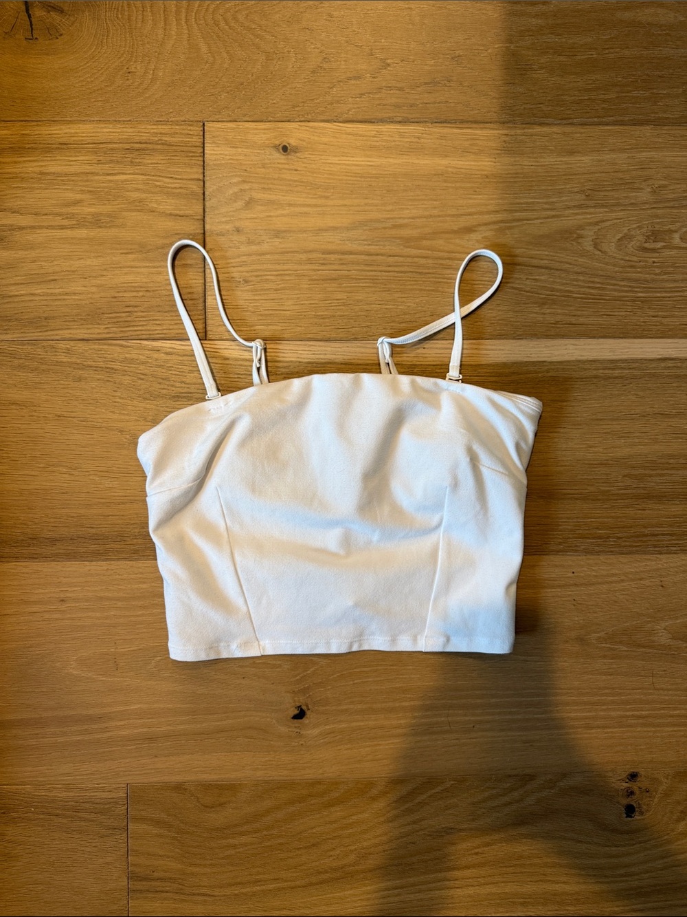 Alo White Spaghetti Strap Crop Top
